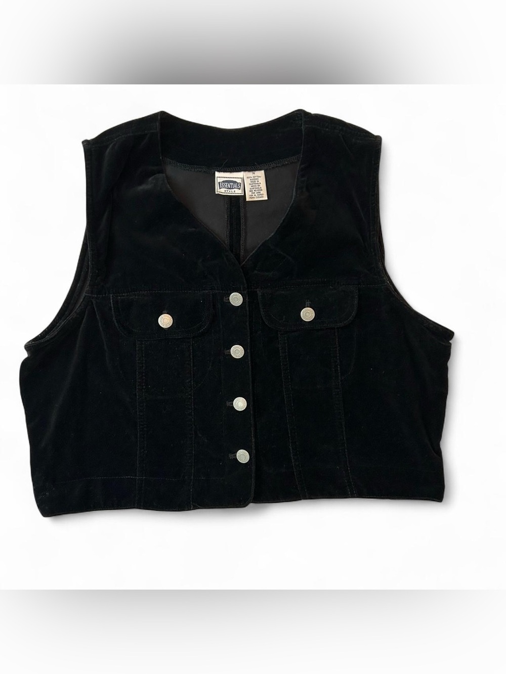Womens vintage 90s grunge velvet cropped button up vest- Size 14- 100% cotton